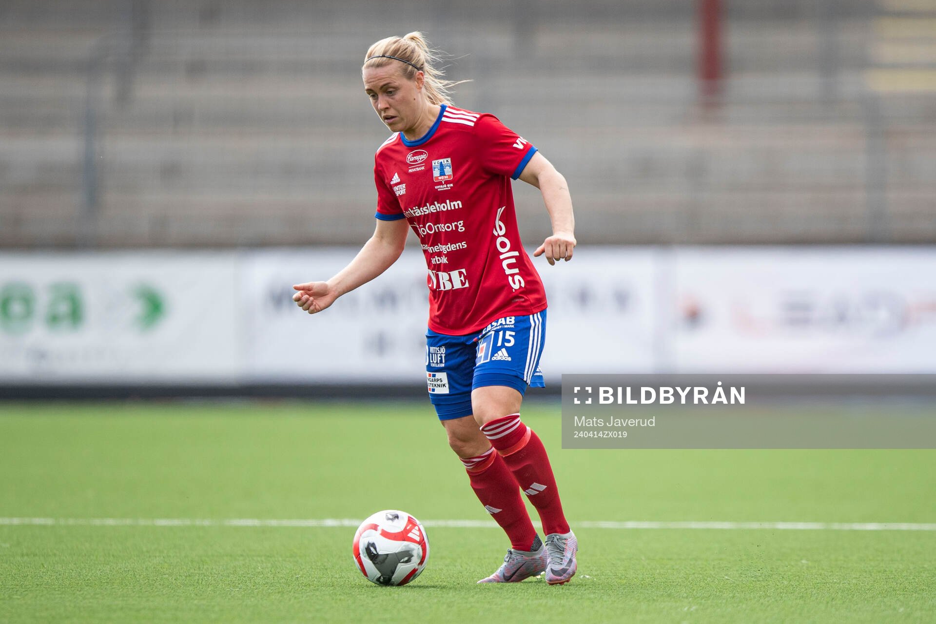 Vittsjös Nellie Persson under fotbollsmatchen i Damallsvenskan mellan FC Rosengård och Vittsjö den 14 april 2024 i Malmö. 