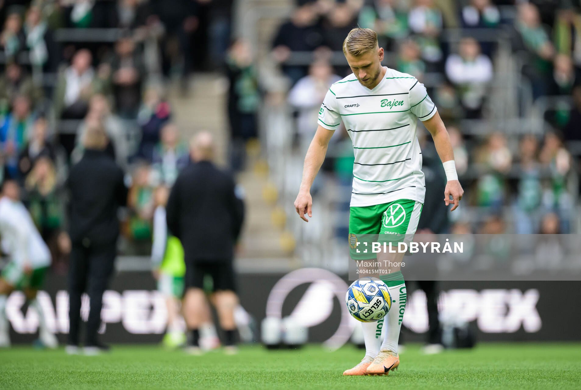 Hammarbys Simon Strand inför fotbollsmatchen i Allsvenskan mellan Hammarby och Elfsborg den 15 april 2024 i Stockholm. 