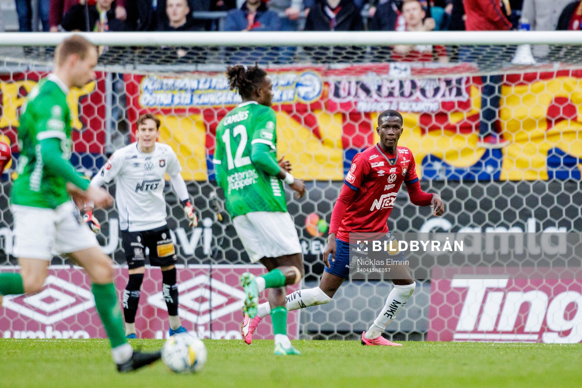Örgrytes Abdoulaye Faye under fotbollsmatchen i Superettan mellan Örgryte och Brage den 15 april 2024 i Göteborg. 