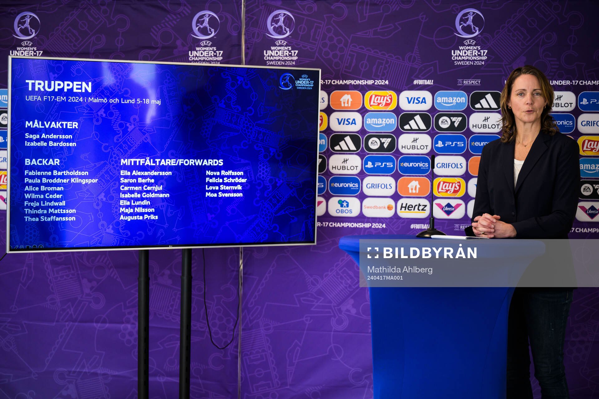Lovisa Delby, head coach of Sweden, of Sweden at a press