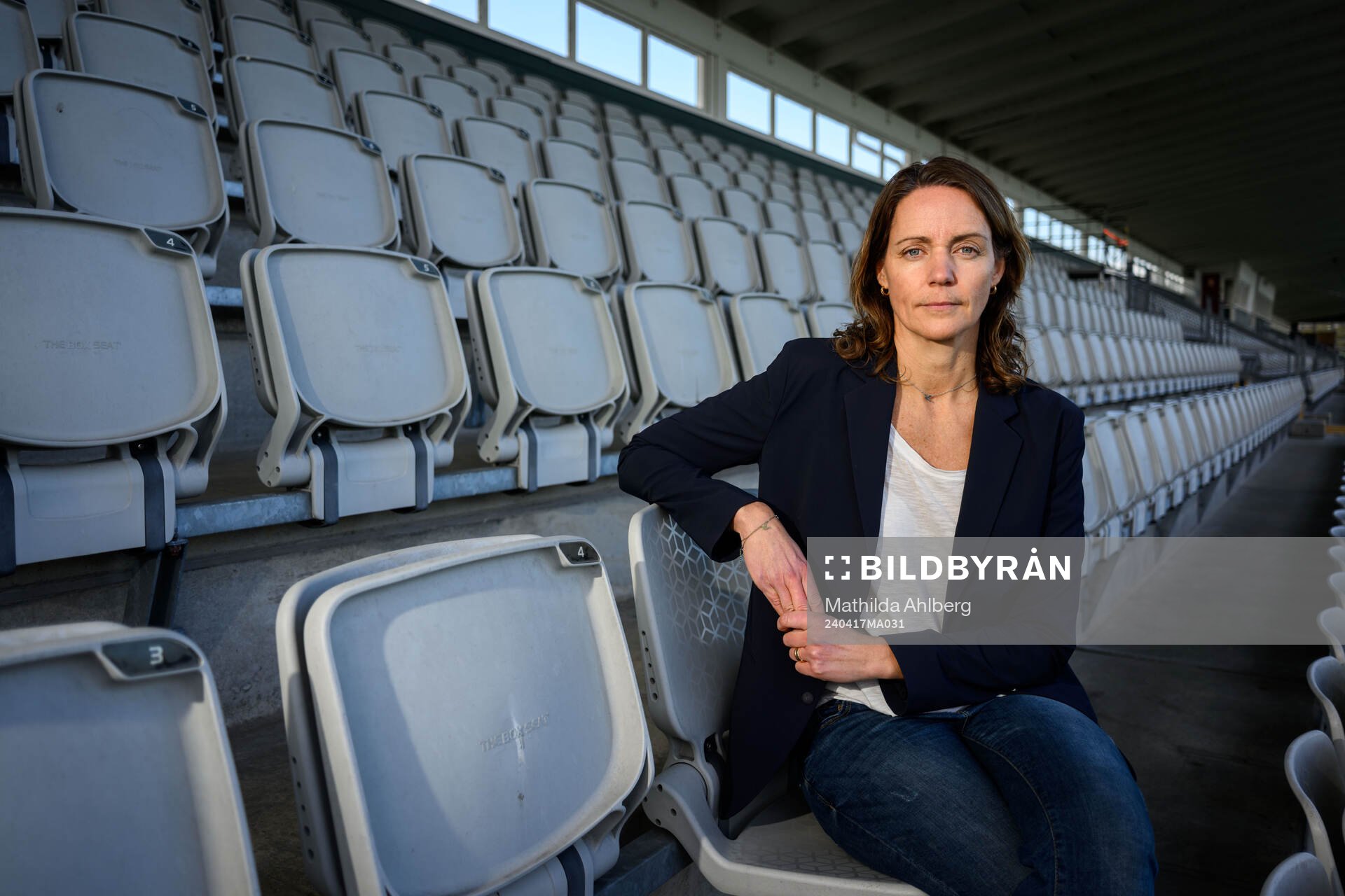 Lovisa Delby, head coach of Sweden poses for a portrait after a press conference ahead of the UEFA Under-17 on April 17, 2024 in Malmö.