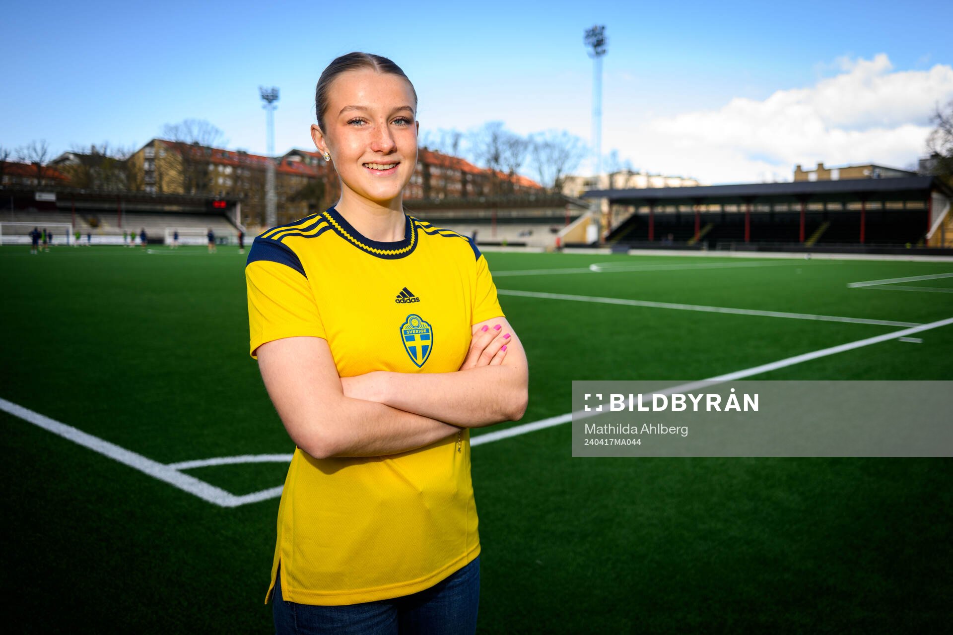 Wilma Ceder of Sweden poses for a portrait after a press conference ahead of the UEFA Under-17 on April 17, 2024 in Malmö.