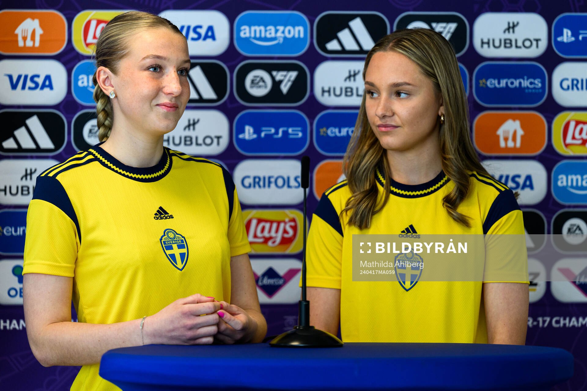 Wilma Ceder and Nova Rolfsson of Sweden at a press