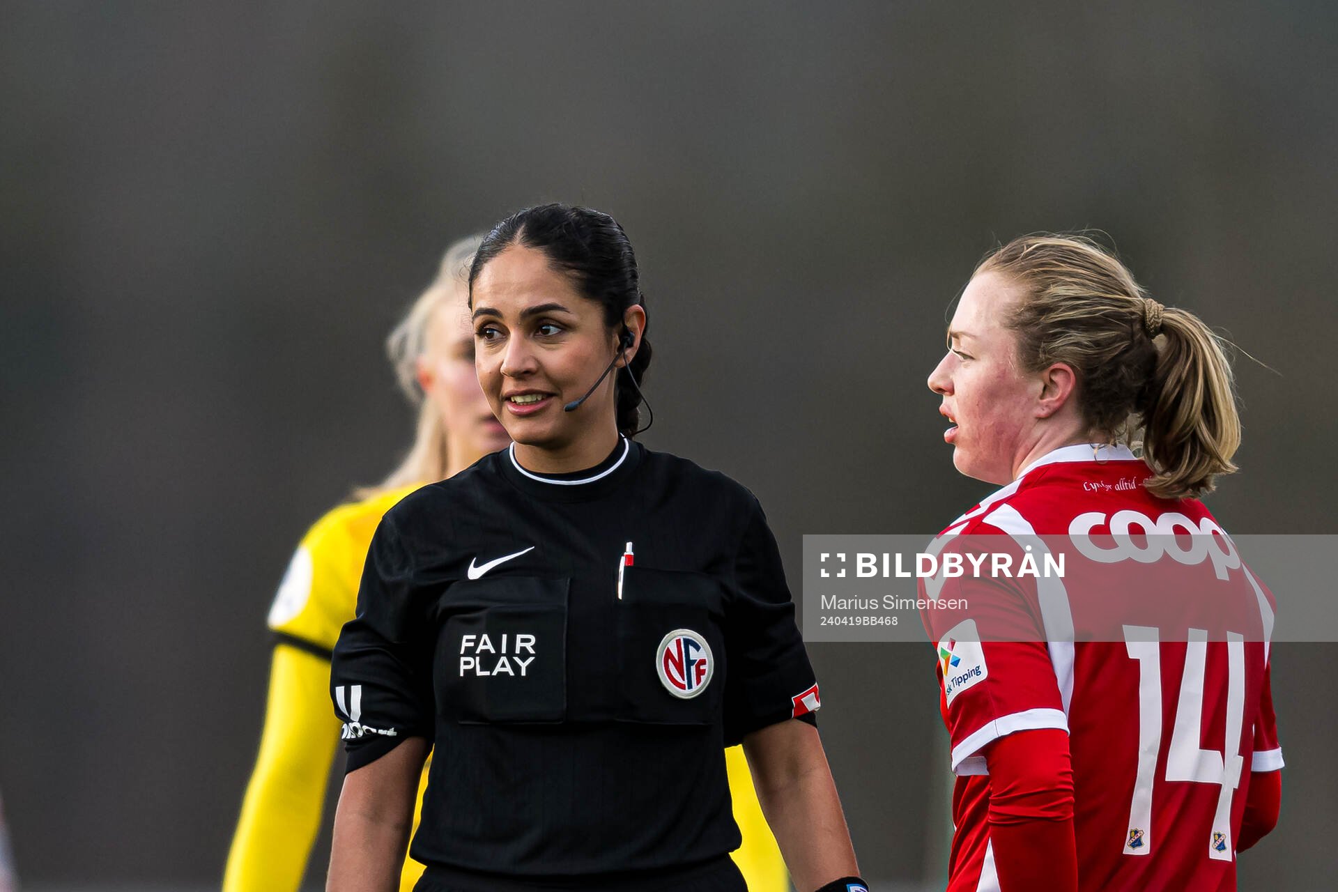 Maliha Ahmady, referee, during the Toppserien football match between Lyn and LSK Kvinner on April 19, 2024 in Oslo.