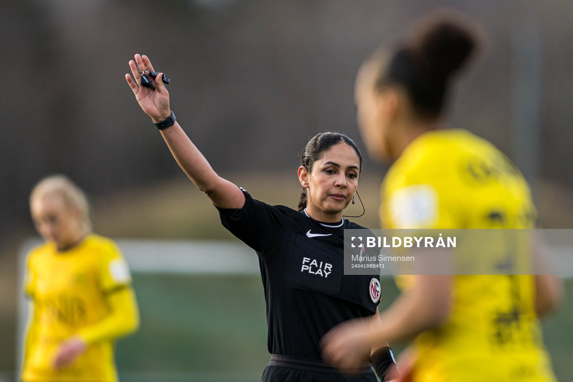 Maliha Ahmady, referee, during the Toppserien football match between Lyn and LSK Kvinner on April 19, 2024 in Oslo.