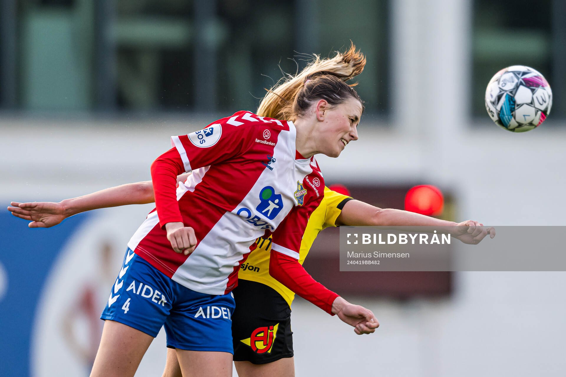 Trine Skjelstad Jensen of Lyn during the Toppserien football match between Lyn and LSK Kvinner on April 19, 2024 in Oslo.