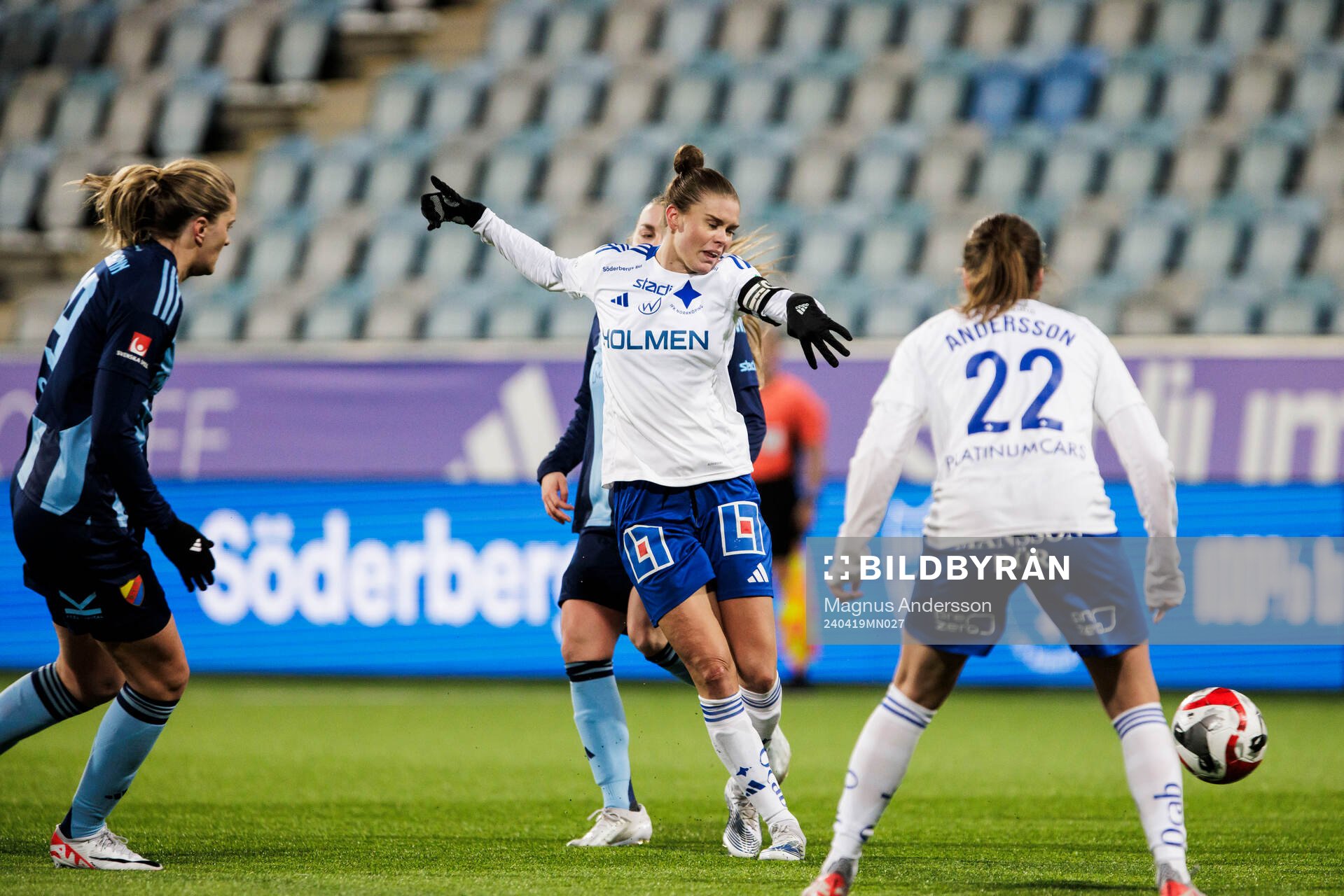 IFK Norrköpings My Cato under fotbollsmatchen i Damallsvenskan mellan IFK Norrköping och Djurgården den 19 april 2024 i Norrköping.