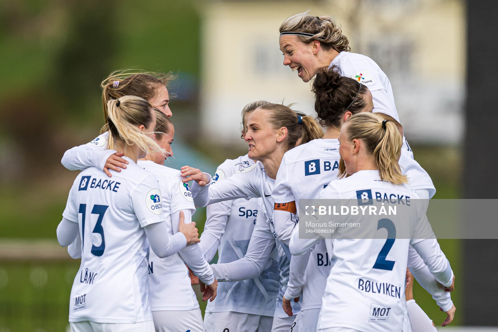 Iris Omarsdottir of Stabæk celebrates after scoring the 0-2 goal during the Toppserien football match between Arna-Bjørnar and Stabæk on April 20, 2024 in Bergen.