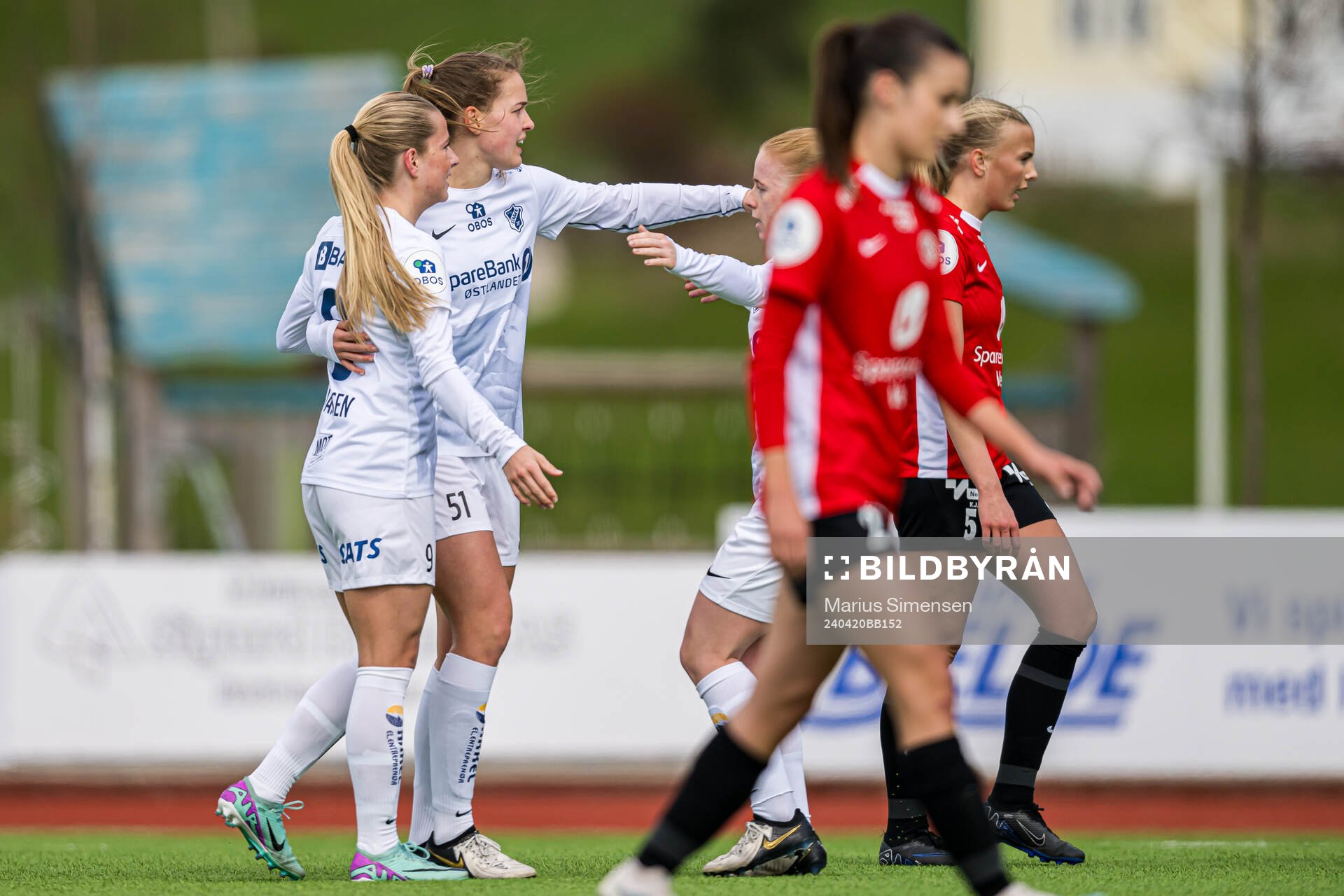 Iris Omarsdottir of Stabæk celebrates after scoring the 0-2 goal during the Toppserien football match between Arna-Bjørnar and Stabæk on April 20, 2024 in Bergen.
