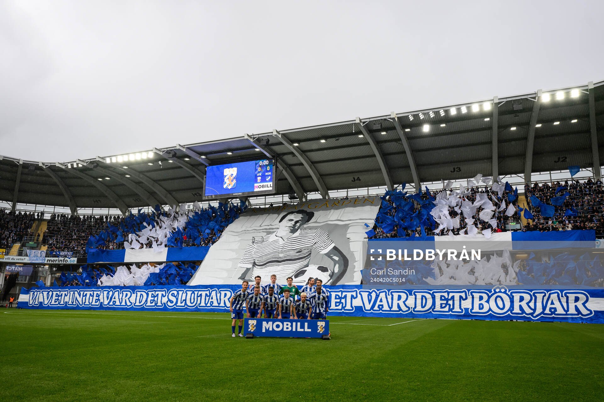 IFK Göteborgs startelva poserar för en bild inför fotbollsmatchen i Allsvenskan mellan IFK Göteborg och IFK Norrköping den 20 april 2024 i Göteborg.