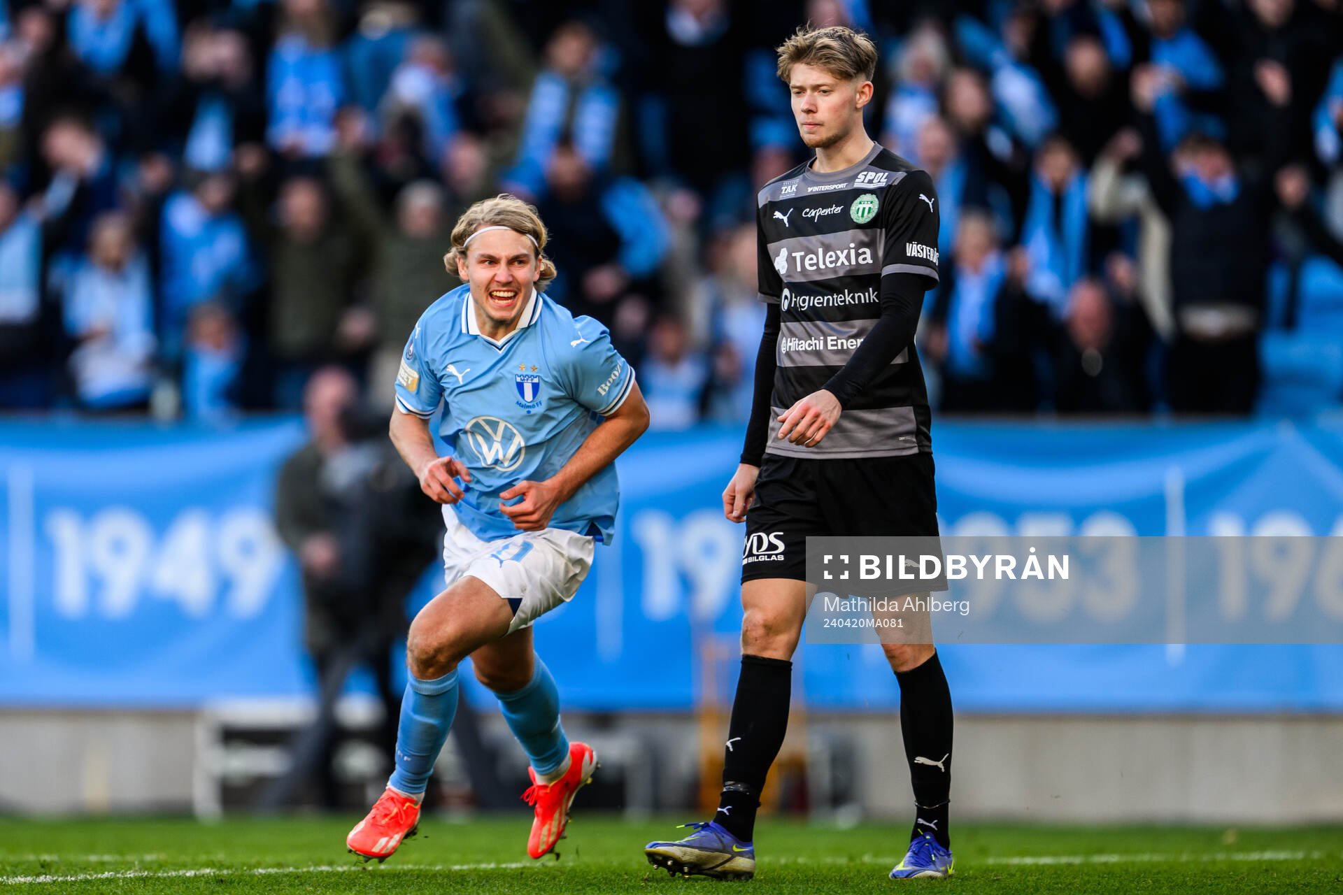Malmö FFs Sebastian Nanasi jublar och Västerås Patric
