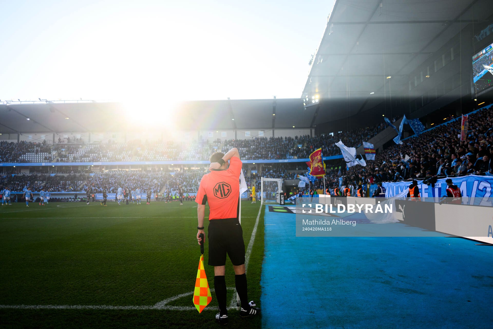 Interiör av Eleda stadion under fotbollsmatchen i Allsvenskan mellan Malmö FF och Västerås den 20 april 2024 i Malmö. 