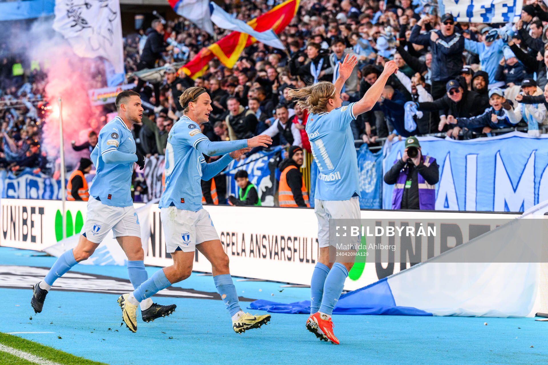 Malmö FFs Gabriel Busanello, Erik Botheim och Sebastian