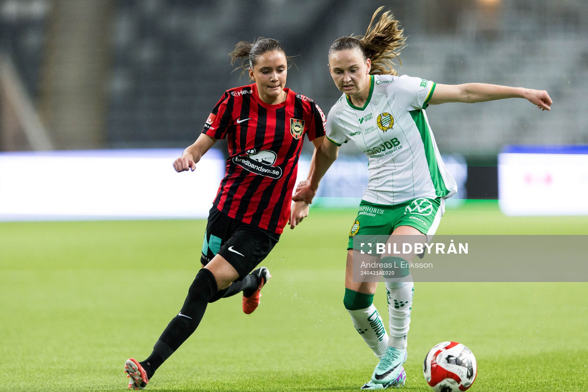 Brommapojkarnas Vera Blom och Hammarbys Vilde Hasund