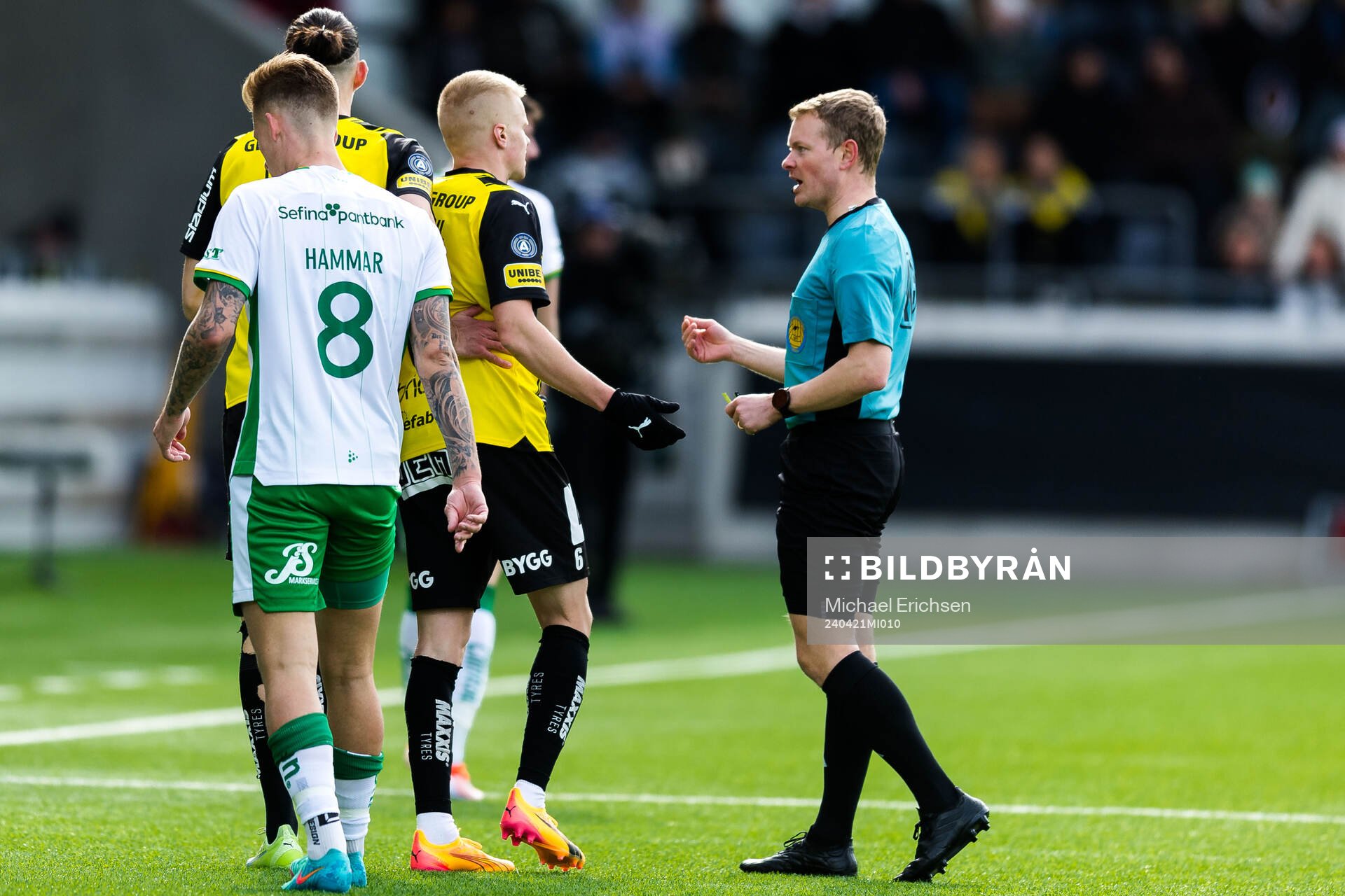 Häckens Axel Lindahl under fotbollsmatchen i Allsvenskan mellan Häcken och Hammarby den 21 april 2024 i Göteborg. 
