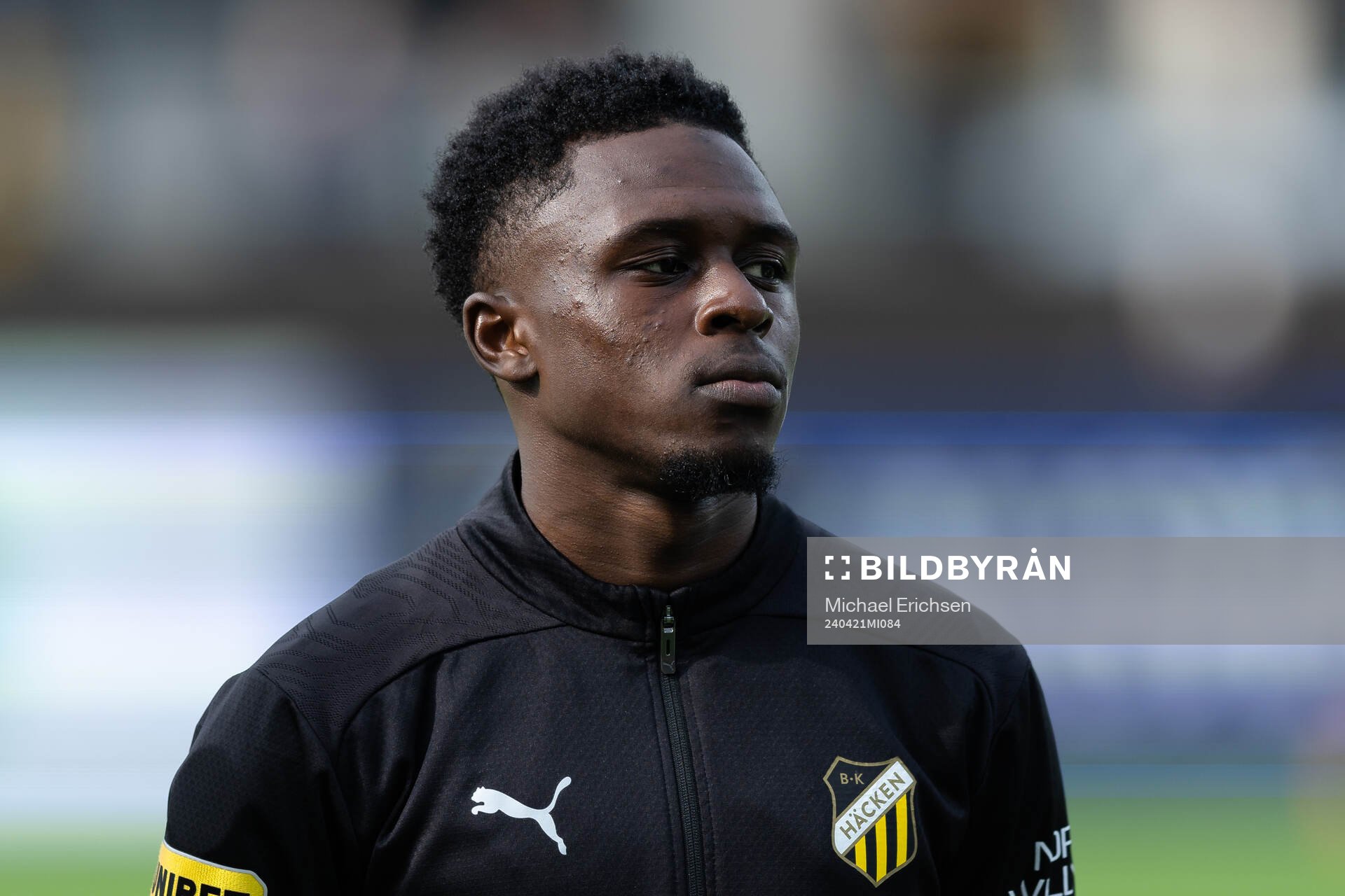 Häckens Zeidane Inoussa innan fotbollsmatchen i