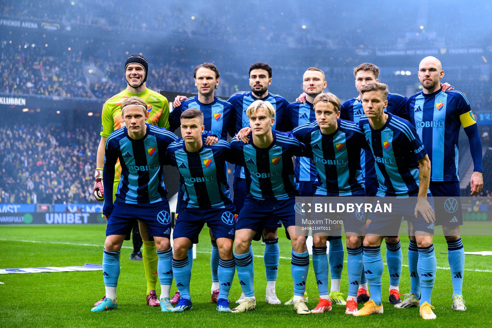 Djurgårdens startelva inför fotbollsmatchen i Allsvenskan mellan AIK och Djurgården den 21 april 2024 i Stockholm. 