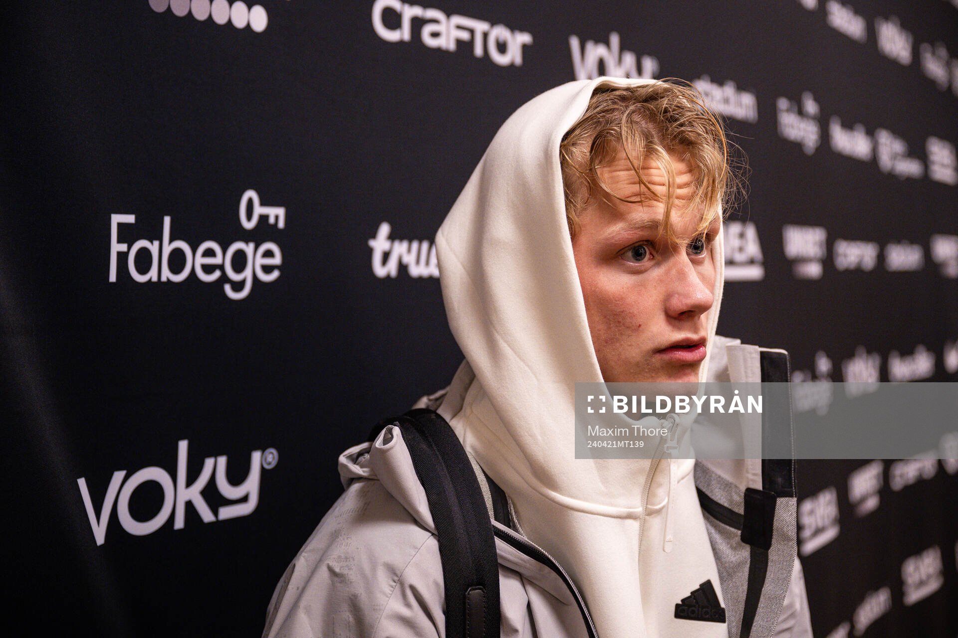 Djurgårdens Tobias Gulliksen i mixade zonen