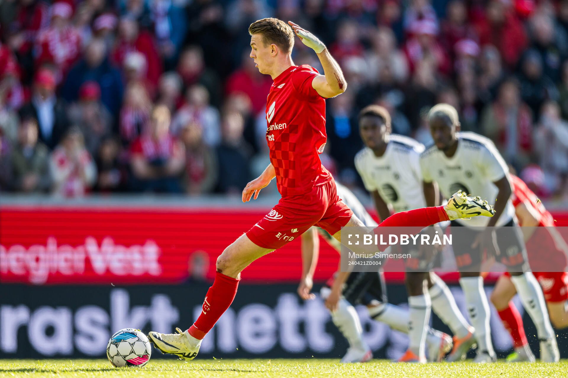Emil Kornvig of Brann scores the 1-0 goal