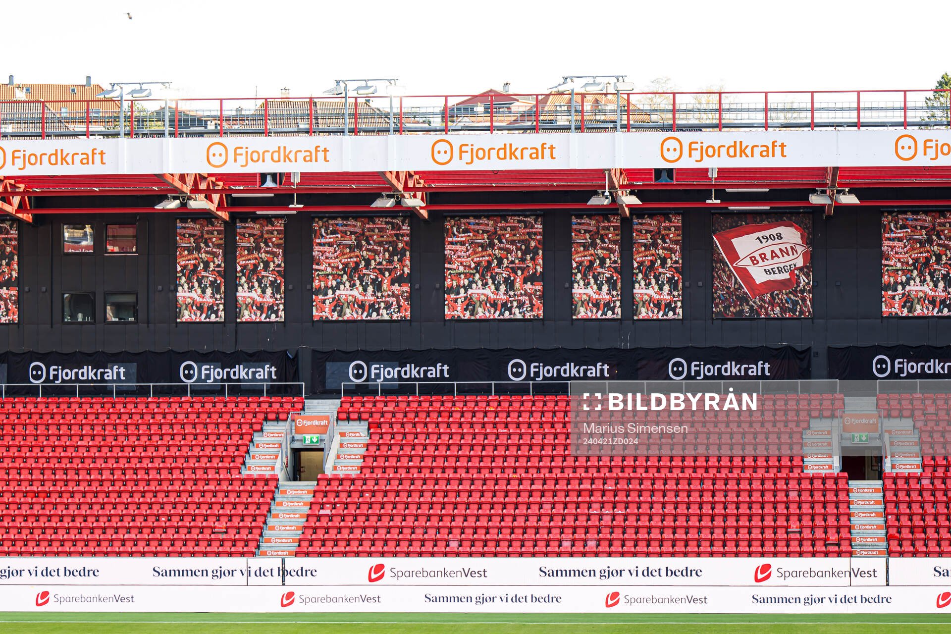 Brann Stadion after the Eliteserien match between Brann and Odd on April 21, 2024 in Bergen. 
