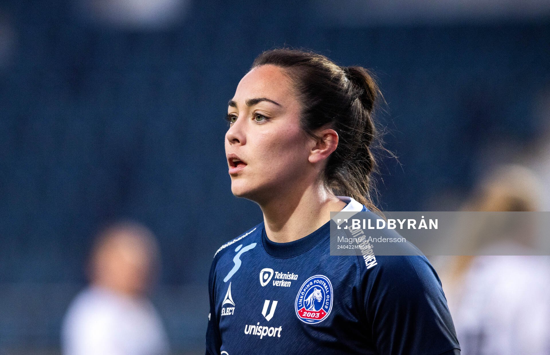 Linköpings Michelle De Jongh under fotbollsmatchen i Damallsvenskan mellan Linköping och Häcken den 22 april 2024 i Linköping. 