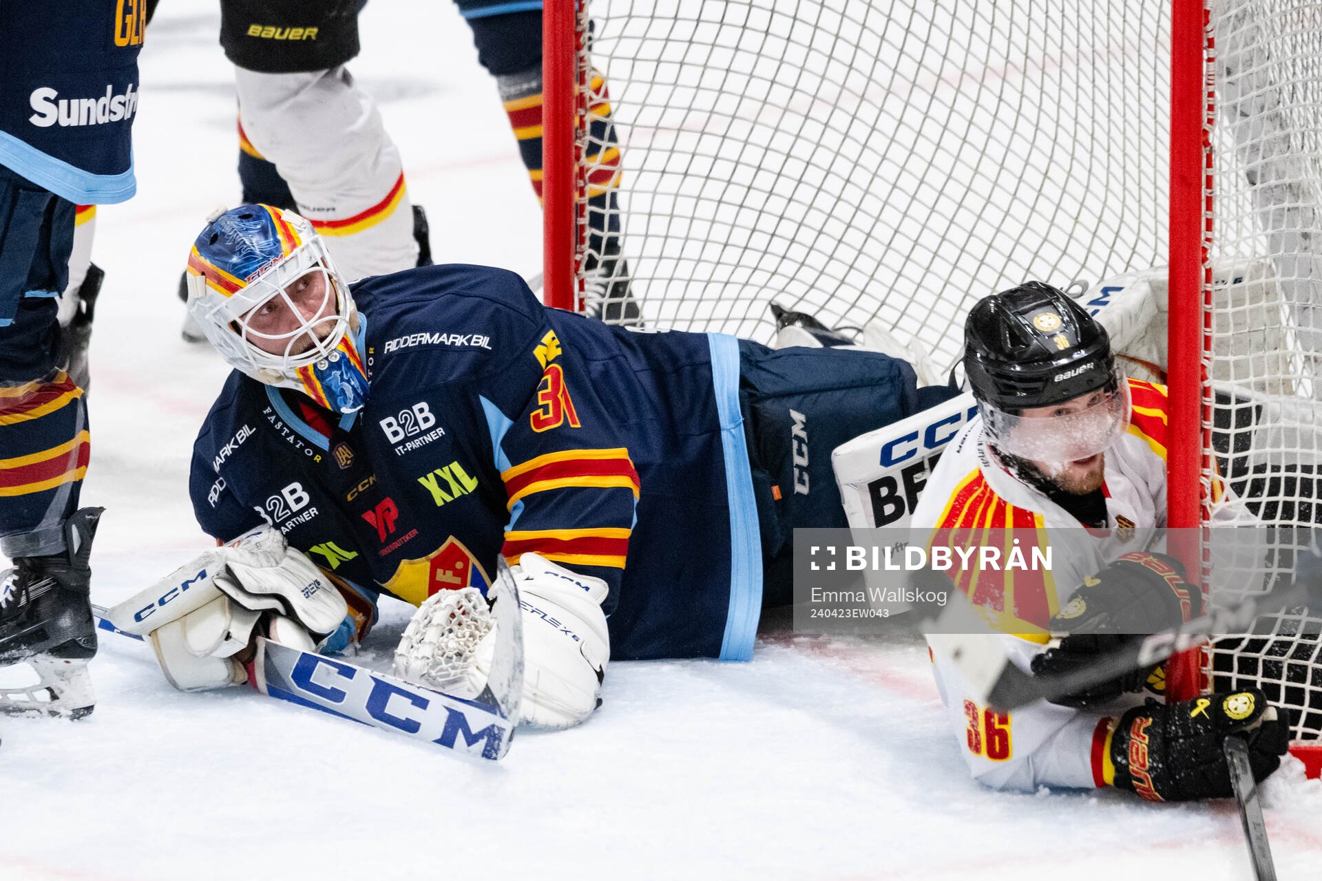 Djurgårdens målvakt Viktor Andrén och Brynäs Linus