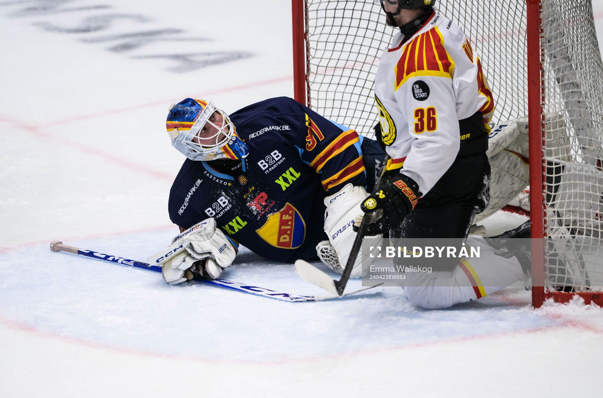 Djurgårdens målvakt Viktor Andrén och Brynäs Linus
