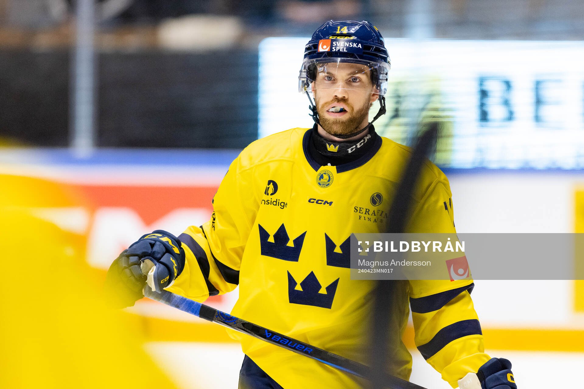 Oskar Lang of Sweden looks dejected