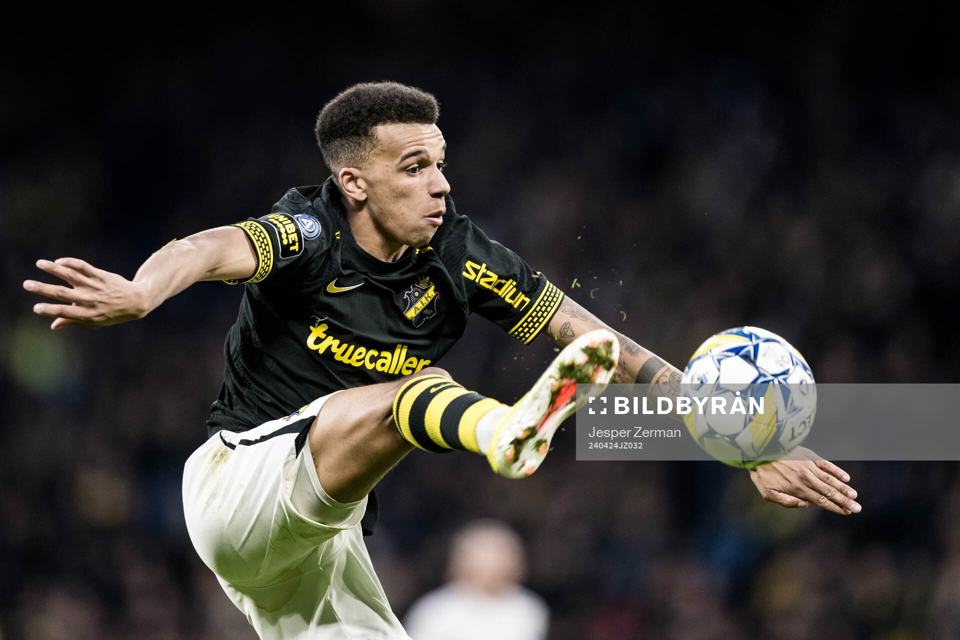AIKs Rui Modesto under fotbollsmatchen i Allsvenskan mellan AIK och Värnamo den 24 april 2024 i Stockholm. 
