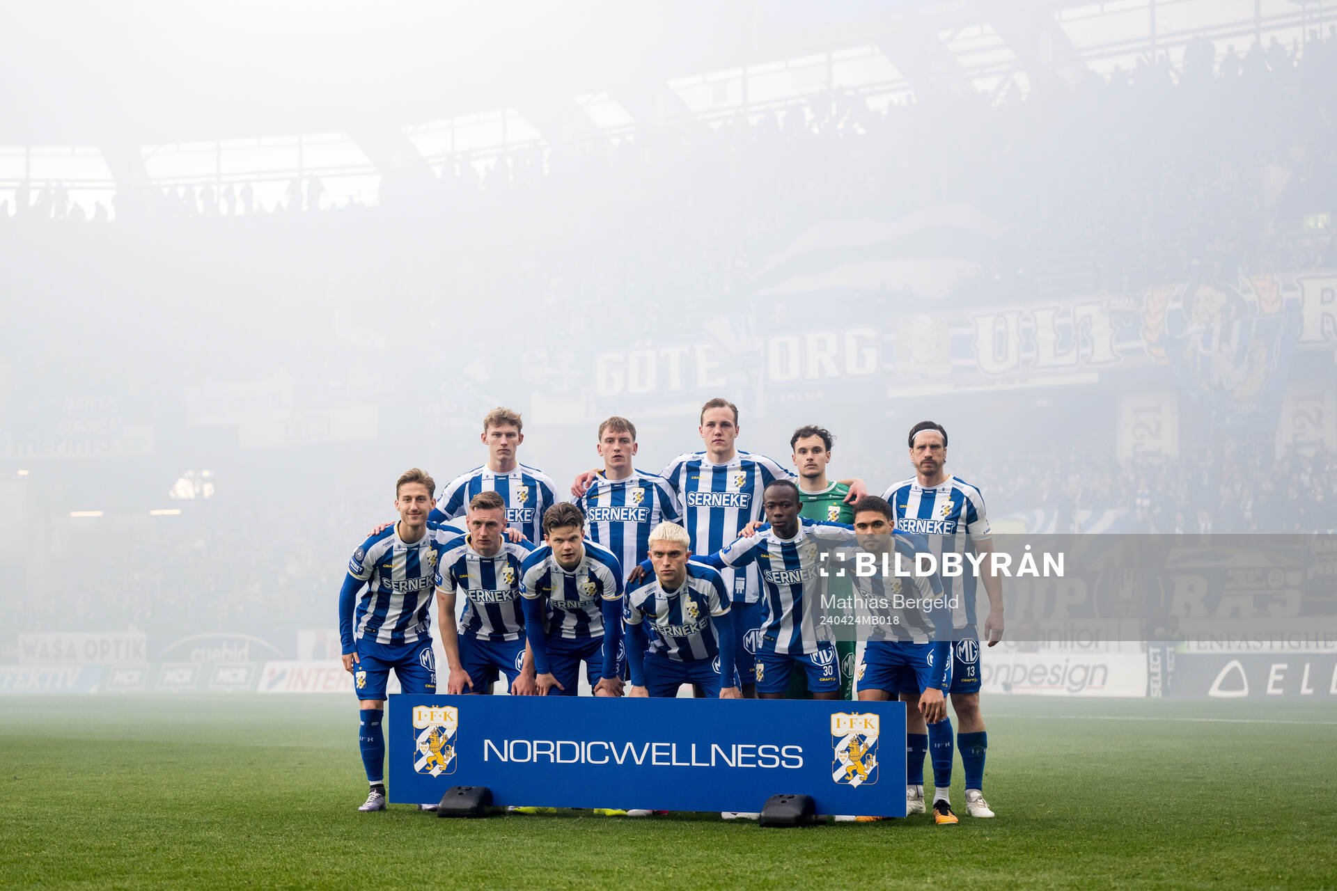 IFK Göteborgs startelva inför fotbollsmatchen i Allsvenskan mellan IFK Göteborg och Häcken den 24 april 2024 i Göteborg. 