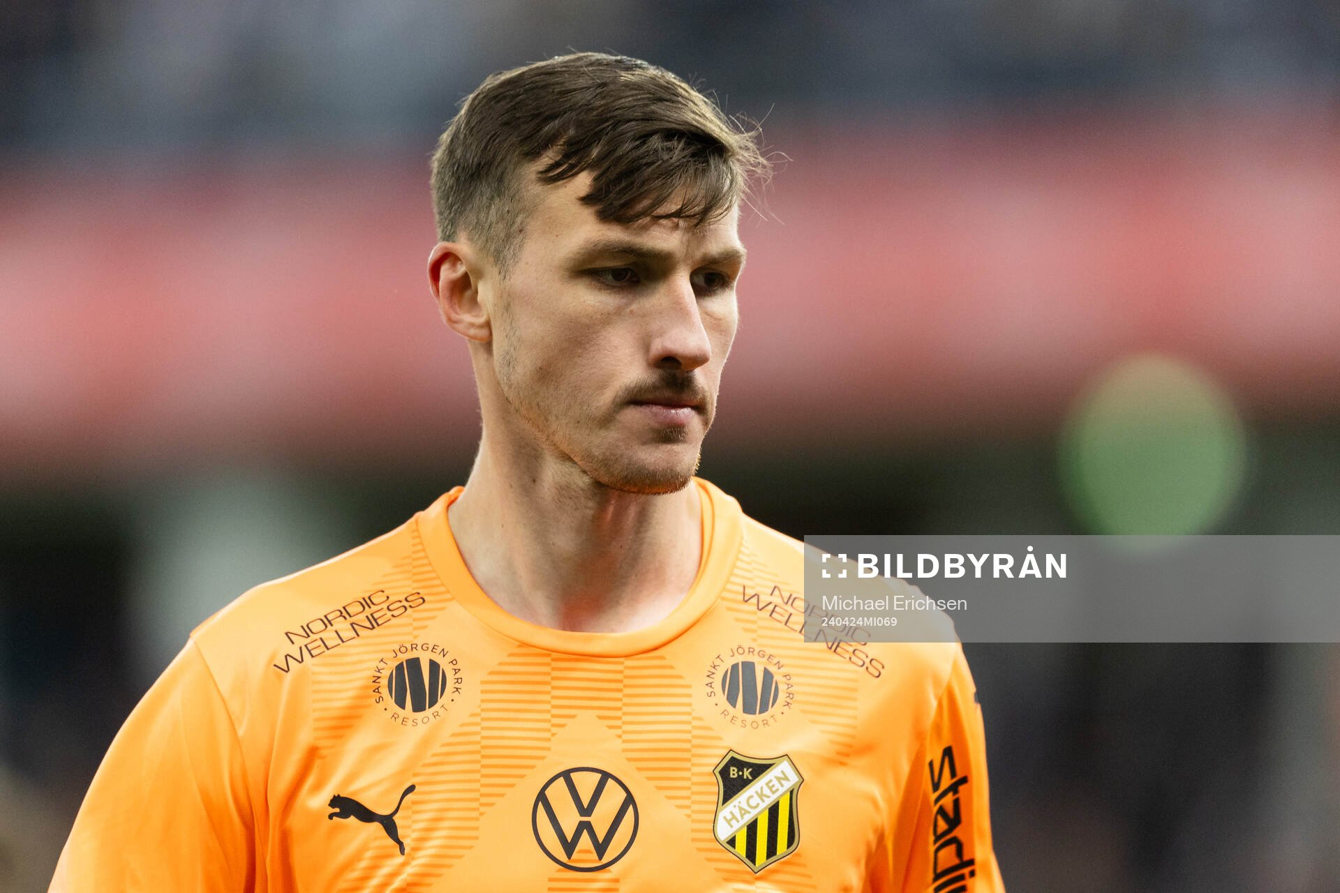 Häckens Andreas Linde under fotbollsmatchen i Allsvenskan mellan IFK Göteborg och Häcken den 24 april 2024 i Göteborg. 