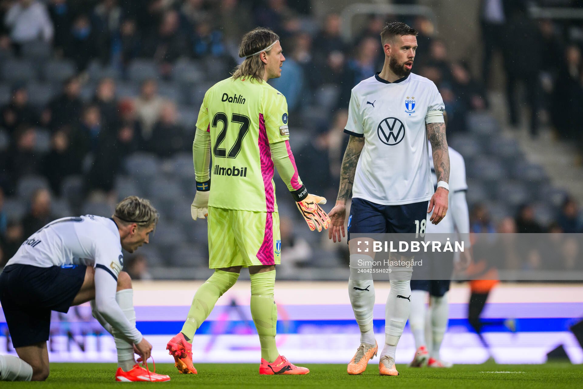Malmö FFs målvakt Johan Dahlin och Pontus Jansson
