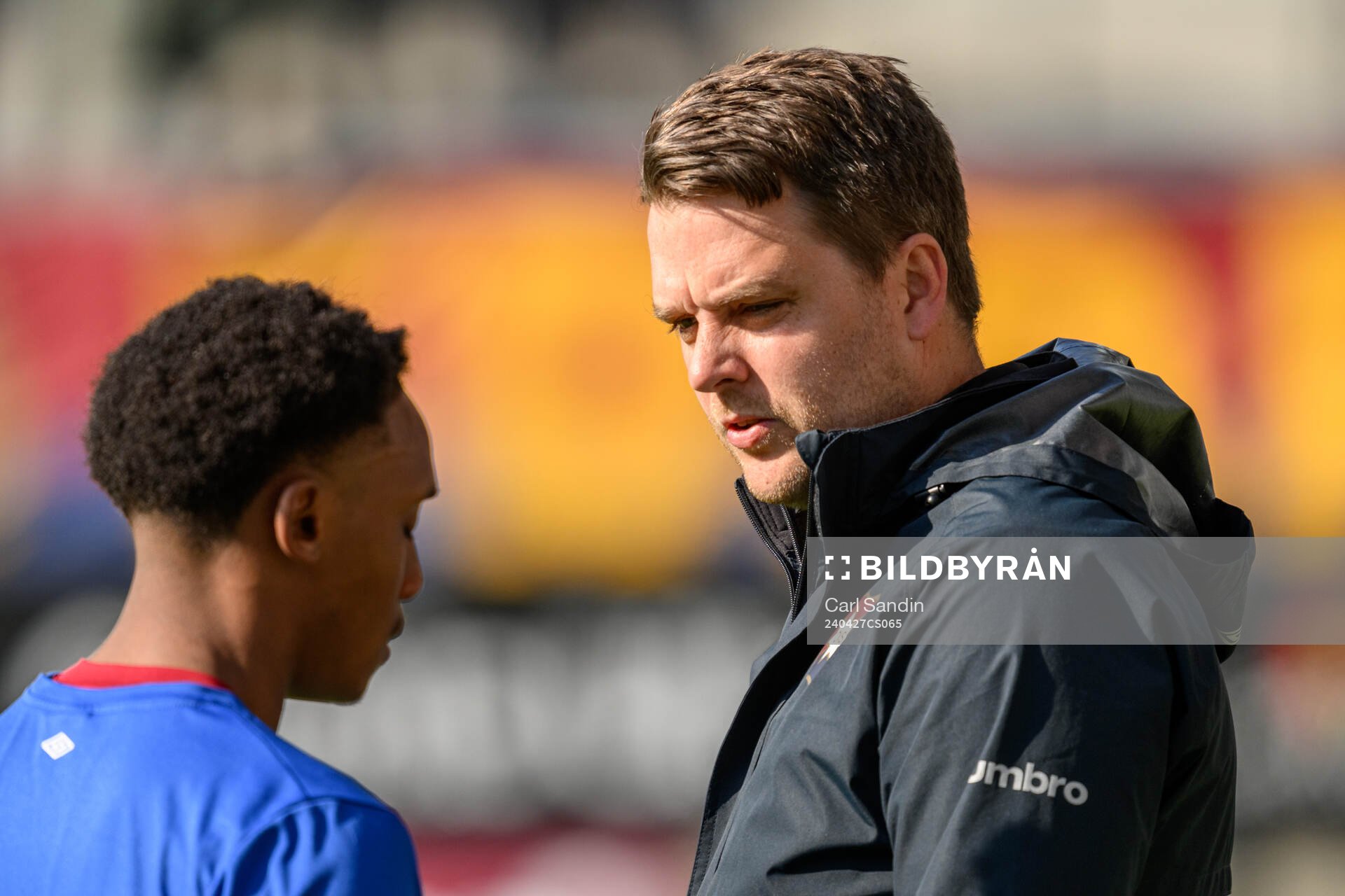 Örgrytes tränare Andreas Holmberg under fotbollsmatchen i Superettan mellan Örgryte och Öster den 27 april 2024 i Göteborg. 