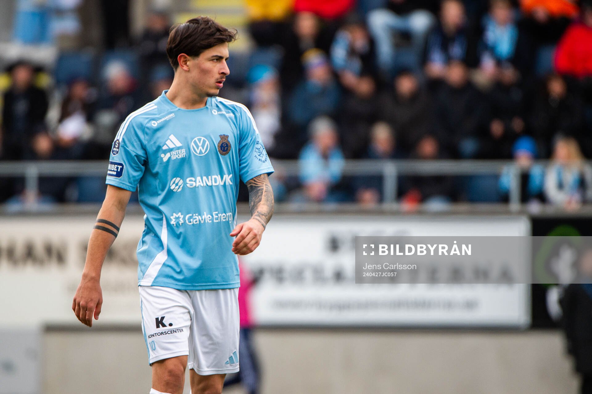Gefles Antonio Yakoub under fotbollsmatchen i Superettan mellan Gefle och Sandviken den 27 april 2024 i Gävle. 