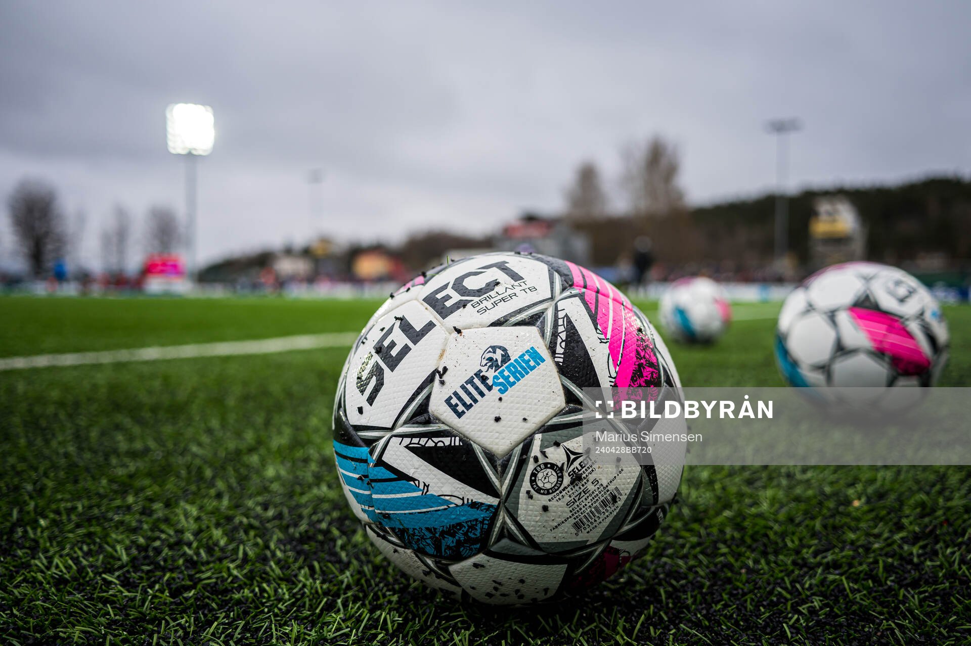 The matchball ahead of the Eliteserien match between KFUM and Brann on April 28, 2024 in Oslo. 