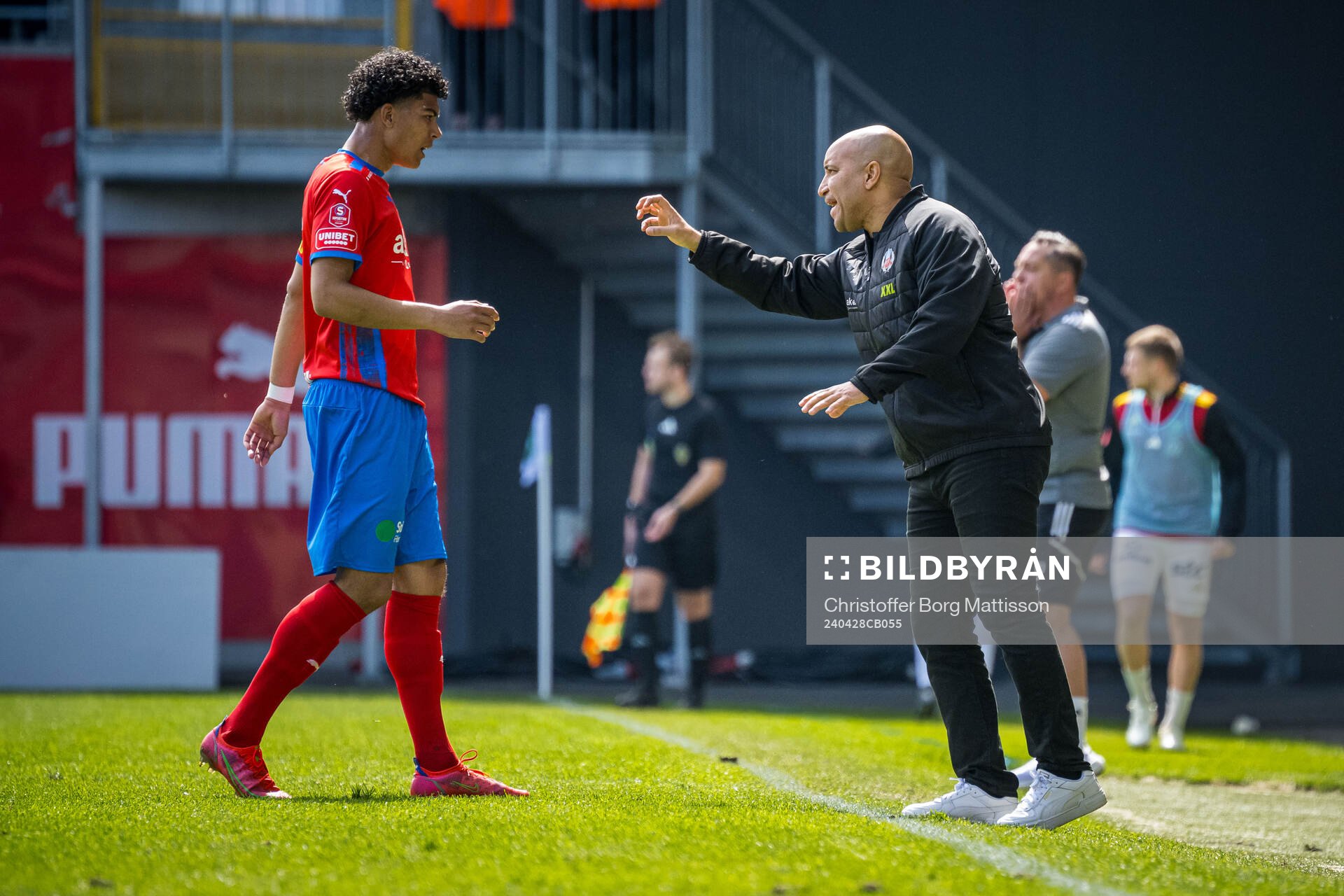 Helsingborgs Milan Silva Rasmussen och tränare Kleber