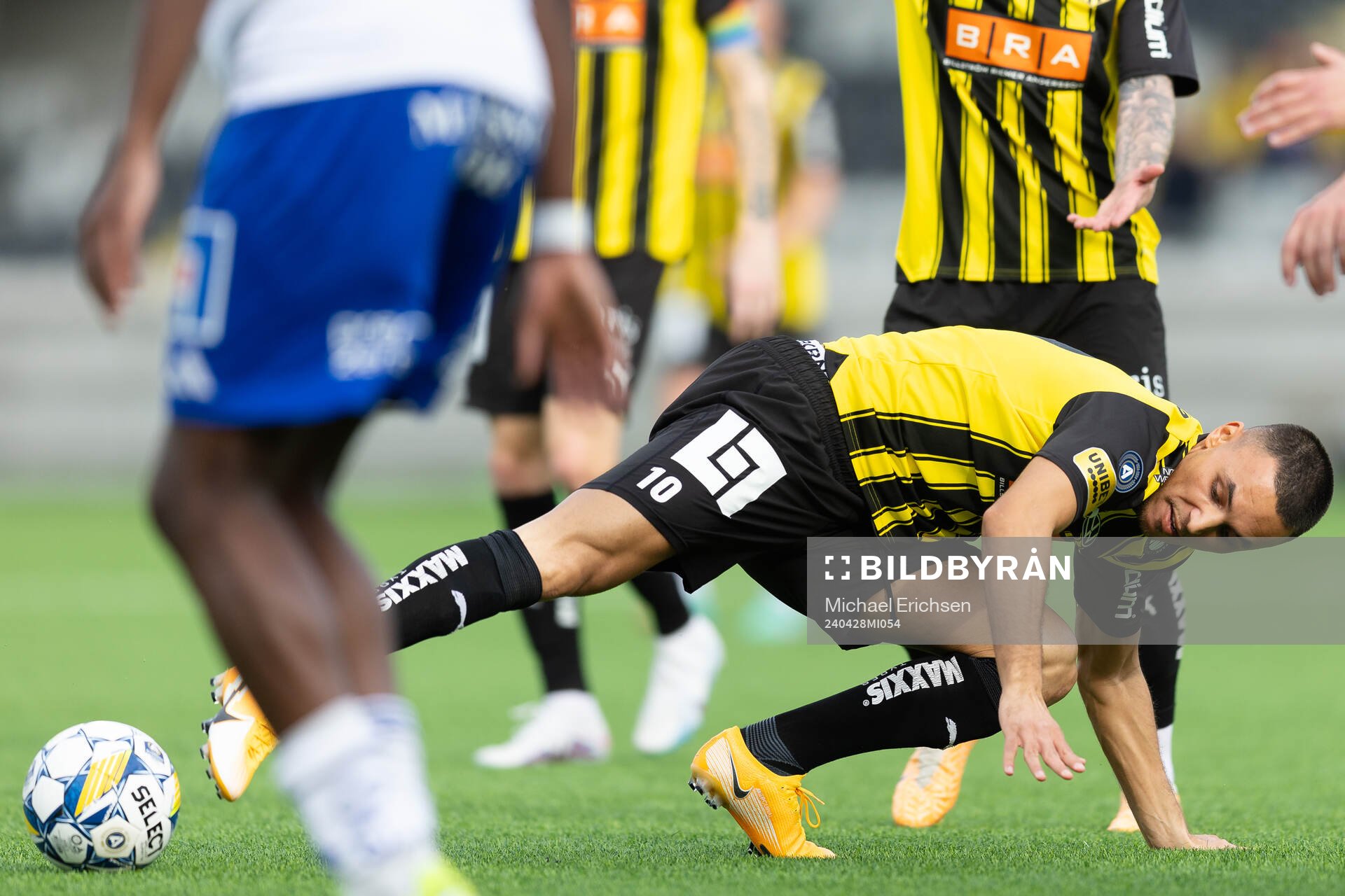Häckens Ali Youssef under fotbollsmatchen i Allsvenskan mellan Häcken och IFK Norrköping den 28 april 2024 i Göteborg. 