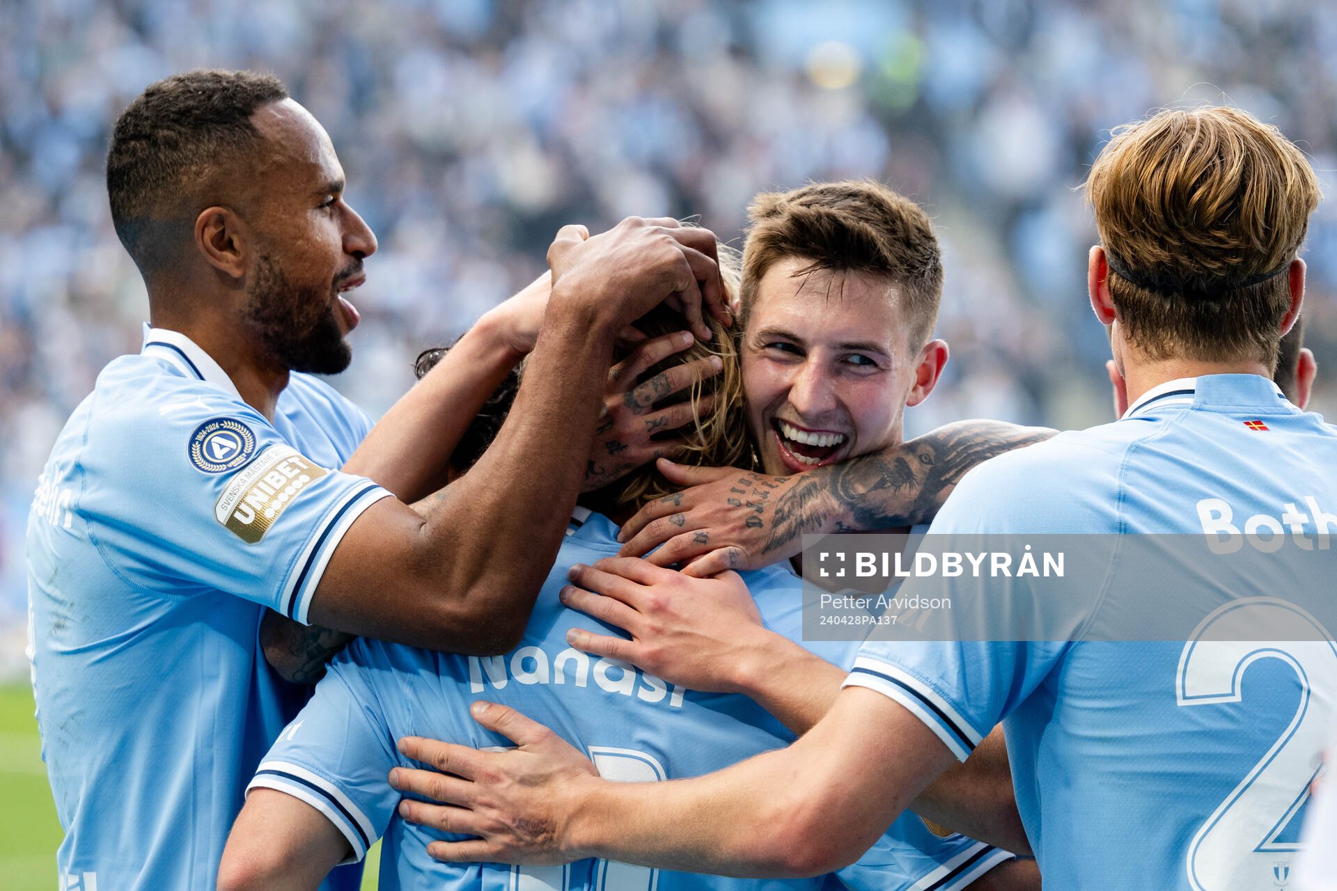 Malmö FFs Isaac Kiese Thelin , Sebastian Nanasi och Lasse