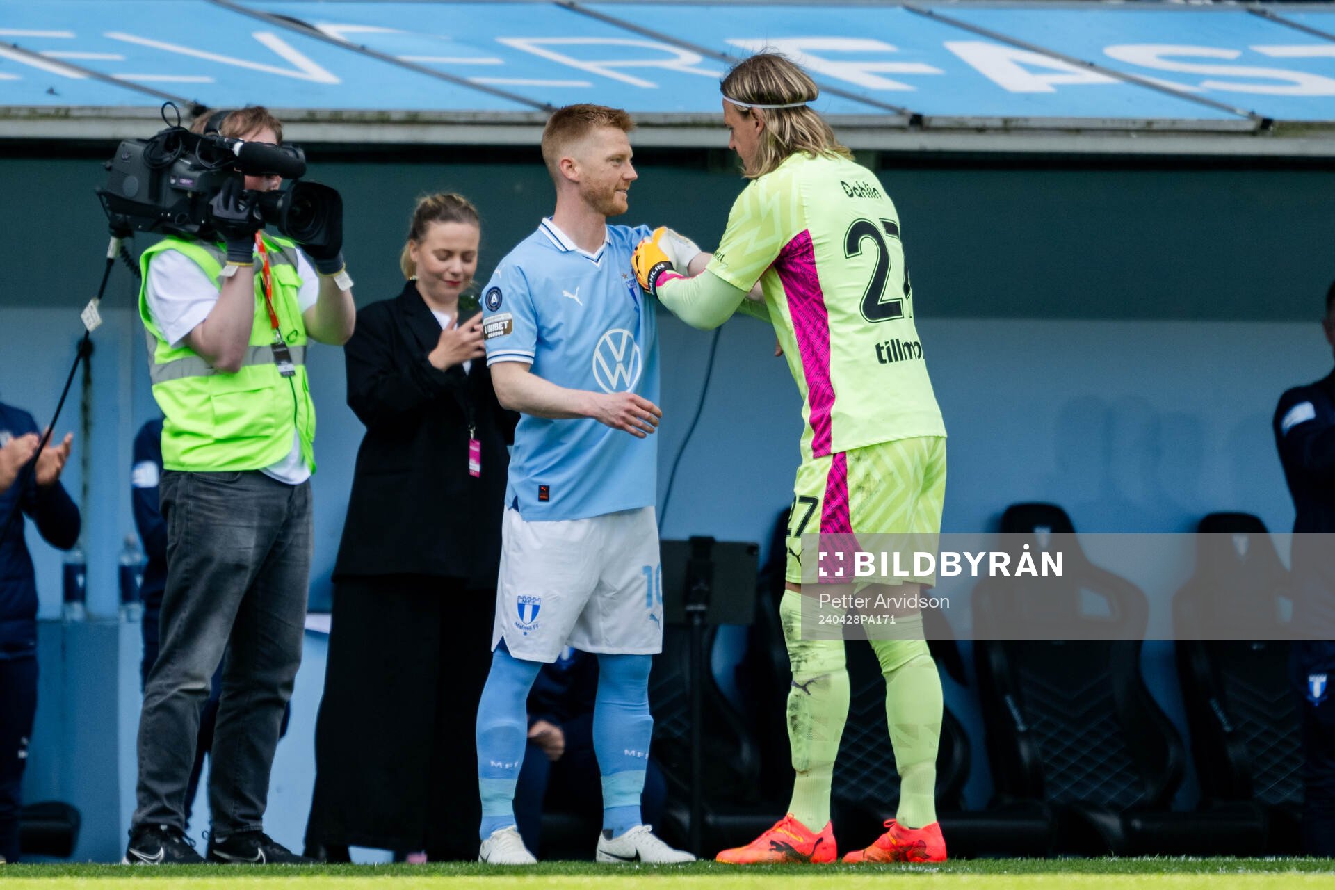 Malmö FFs Anders Christiansen och målvakt Johan Dahlin