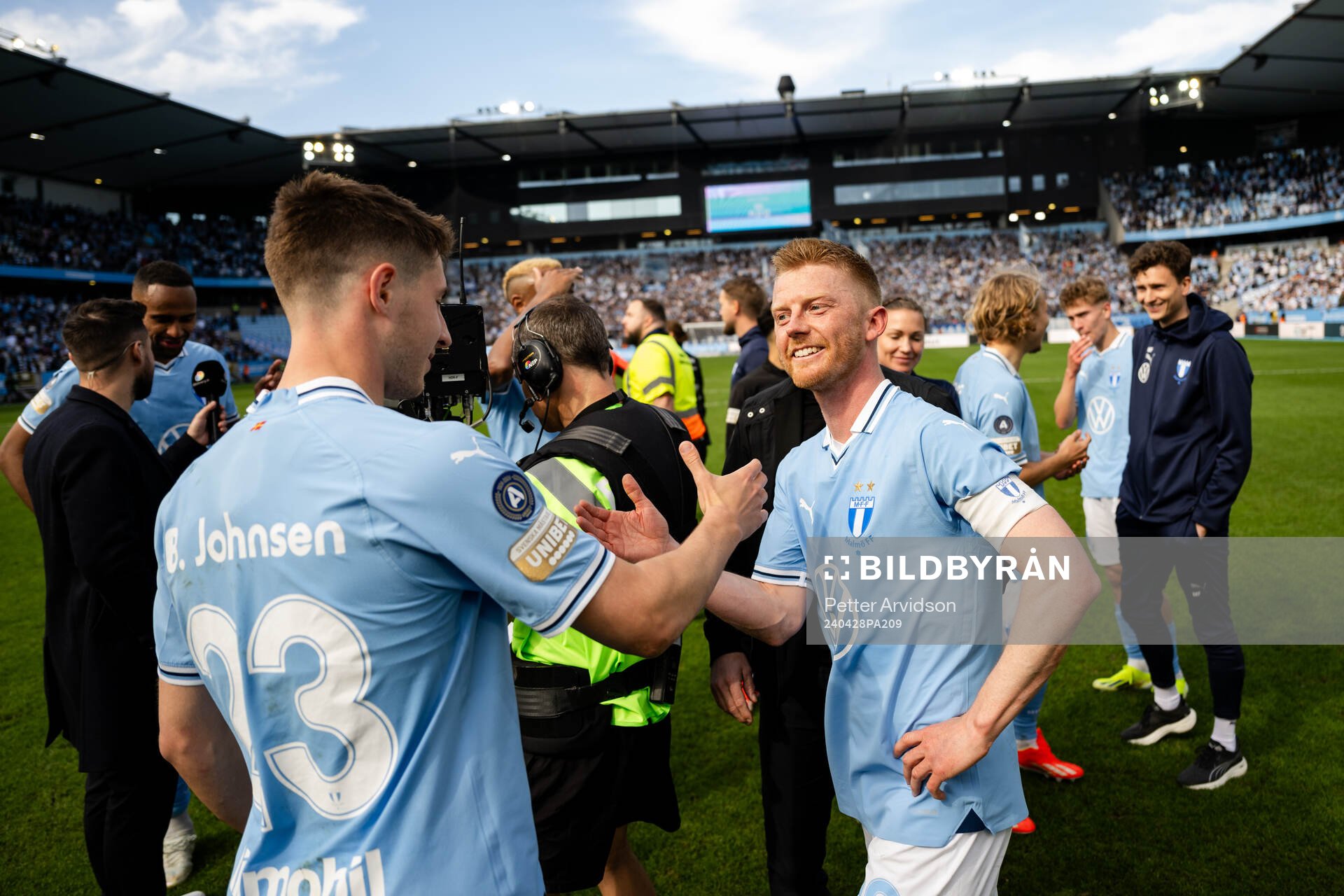 Malmö FFs Lasse Berg Johnsen och Anders Christiansen jublar