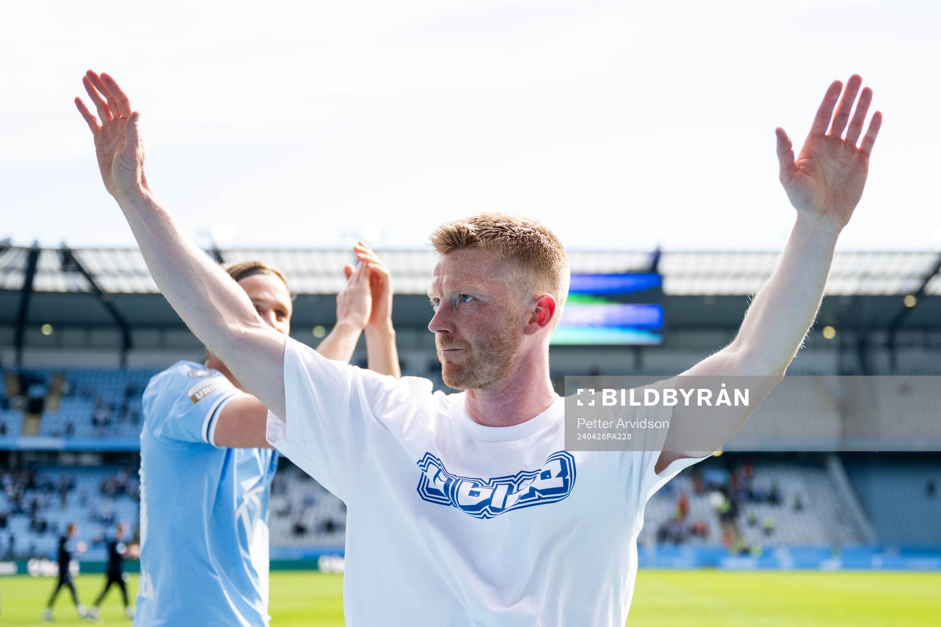 Malmö FFs Anders Christiansen jublar efter fotbollsmatchen i Allsvenskan mellan Malmö FF och AIK den 28 april 2024 i Malmö. 