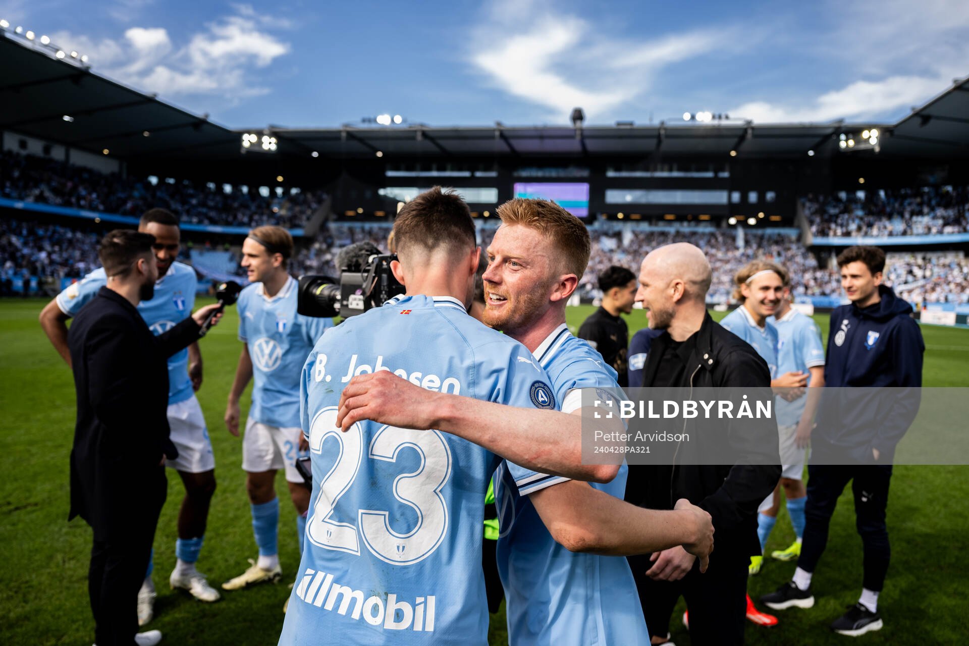 Malmö FFs Lasse Berg Johnsen och Anders Christiansen jublar