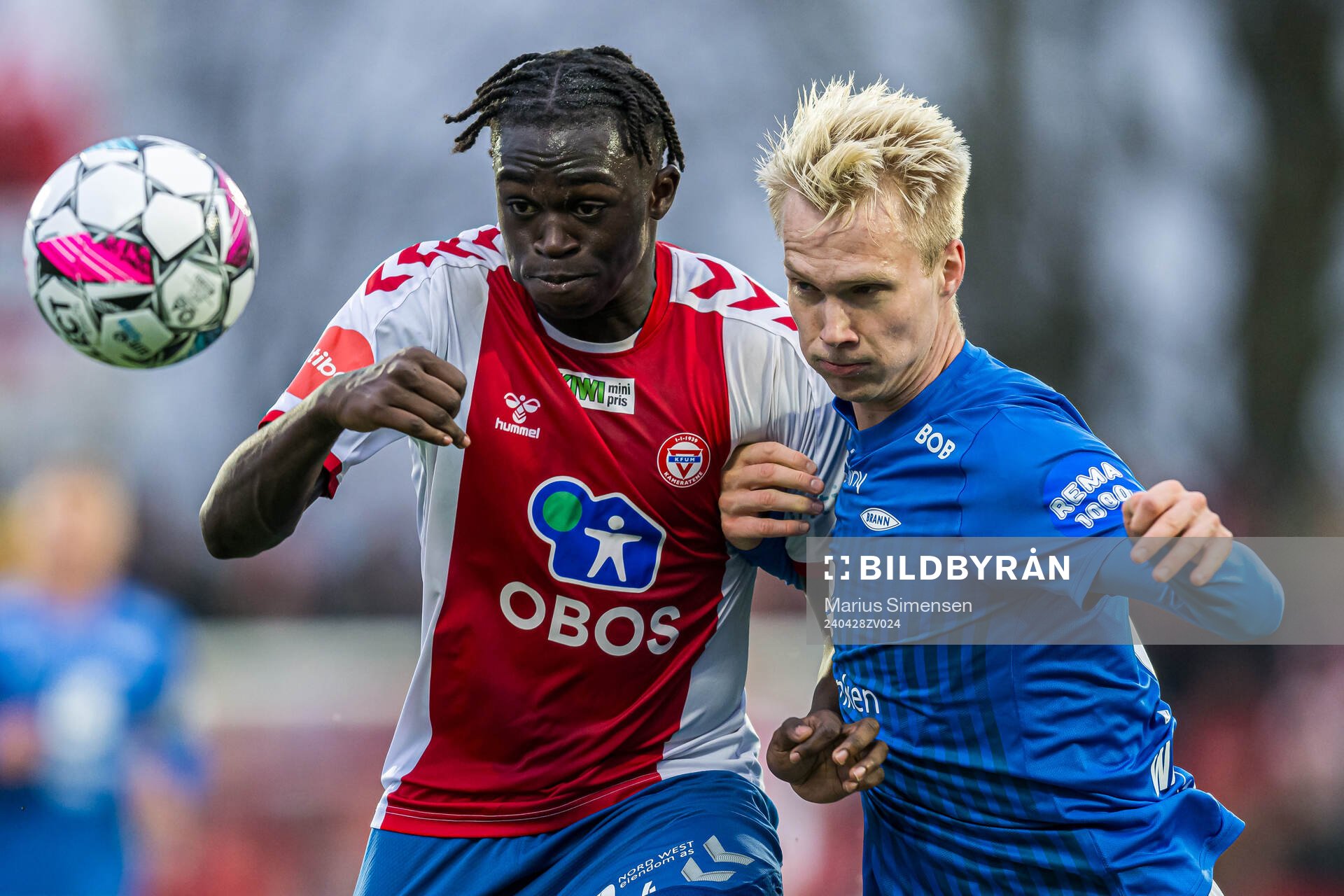Momodou Lion Njie of KFUM and Magnus Warming of Brann