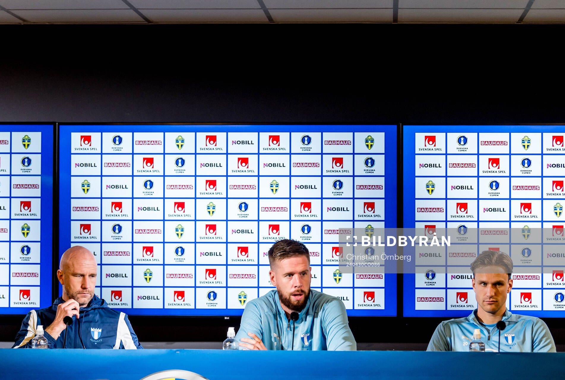 Malmö FFs tränare Henrik Rydström, Pontus Jansson och