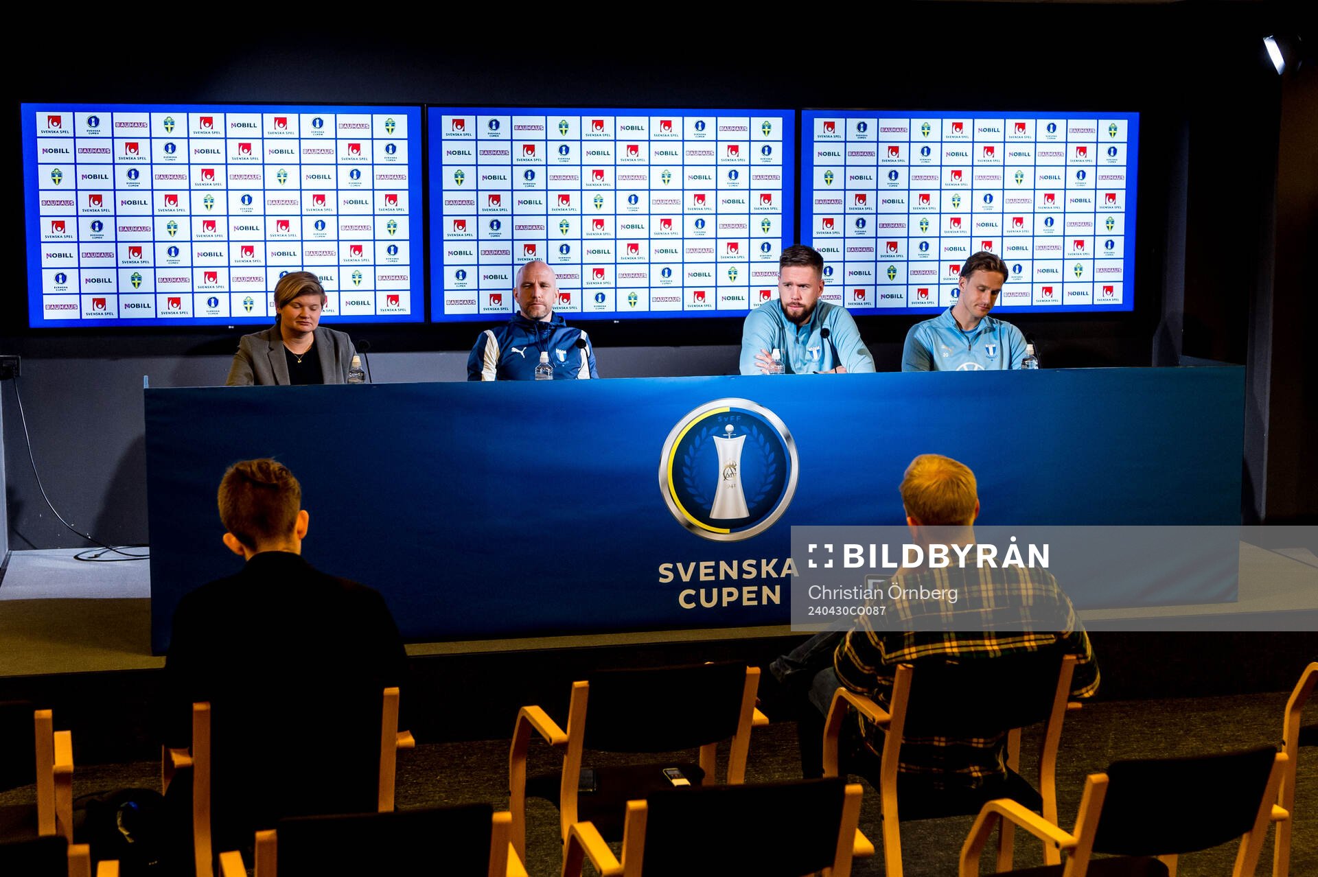 Malmö FFs tränare Henrik Rydström, Pontus Jansson och