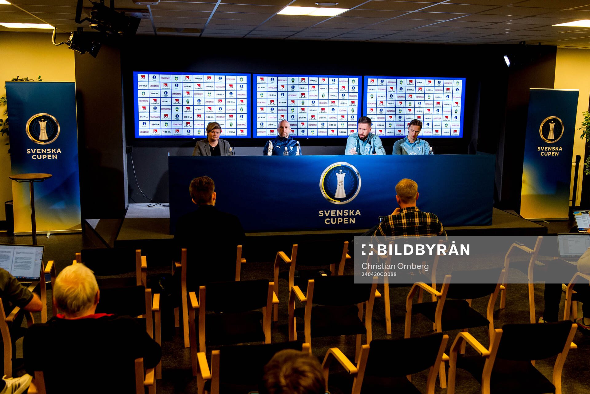 Malmö FFs tränare Henrik Rydström, Pontus Jansson och