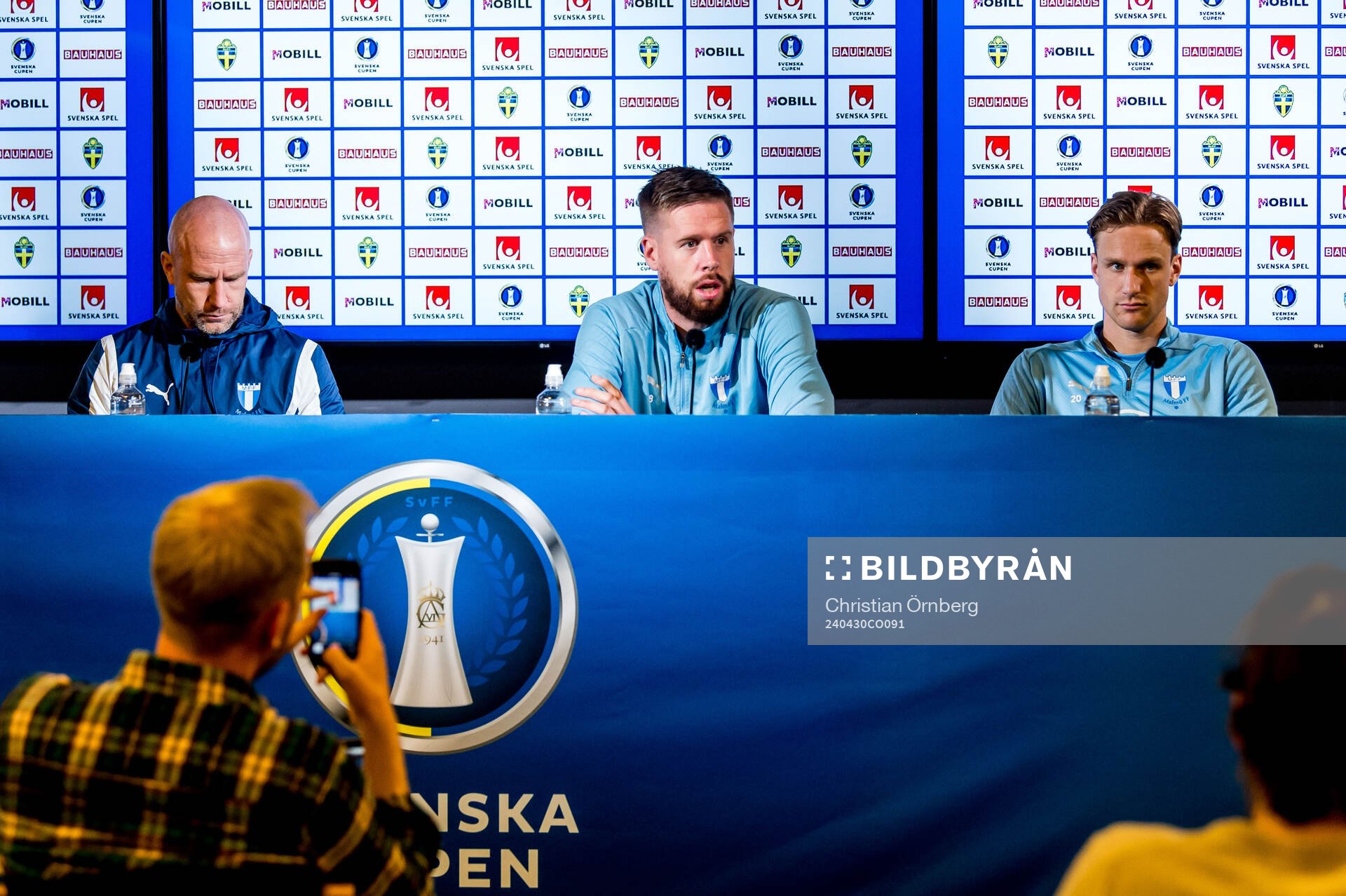 Malmö FFs tränare Henrik Rydström, Pontus Jansson och