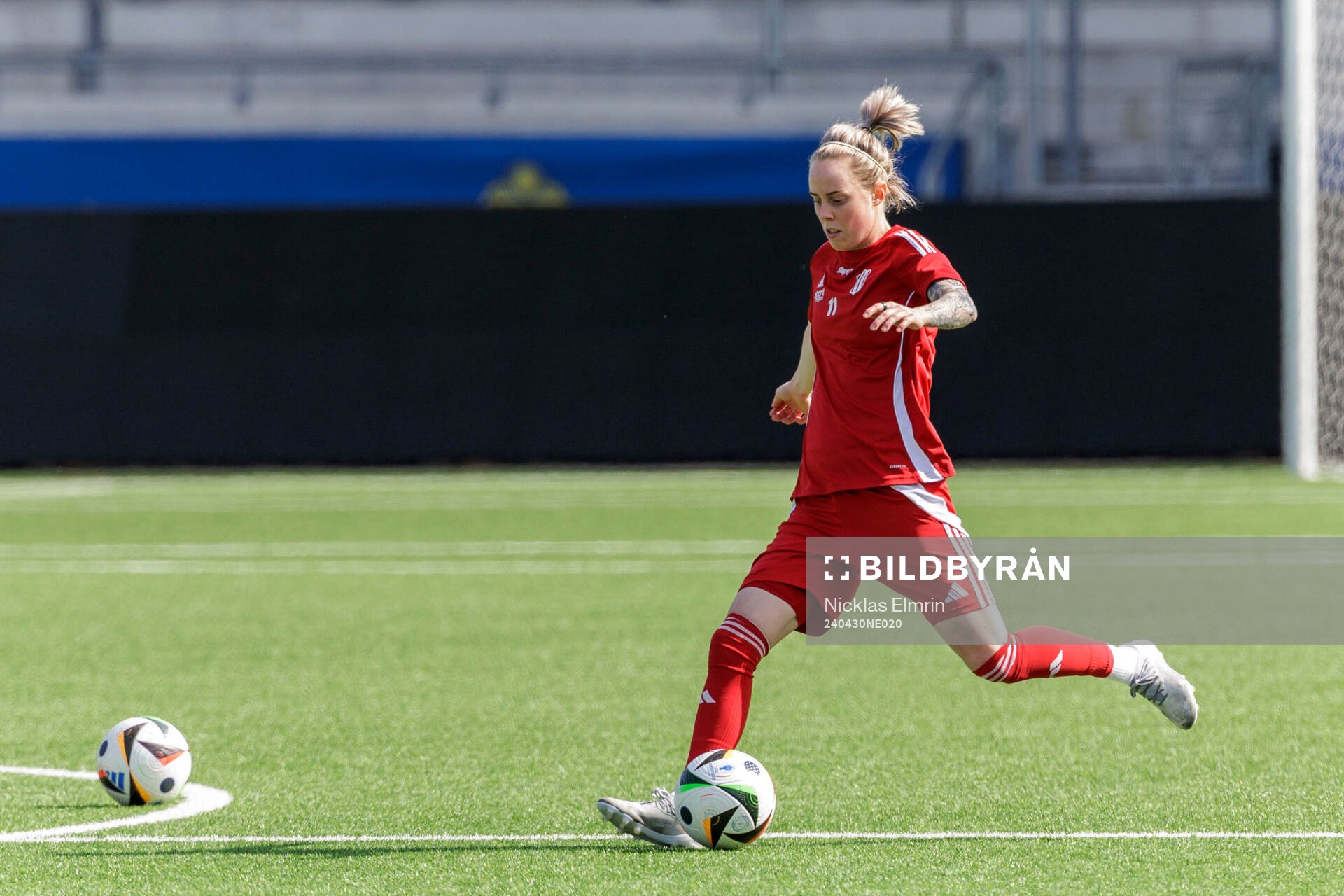 Cecilia Edlund under en träning med Piteå den 30 april 2024 i Göteborg. 