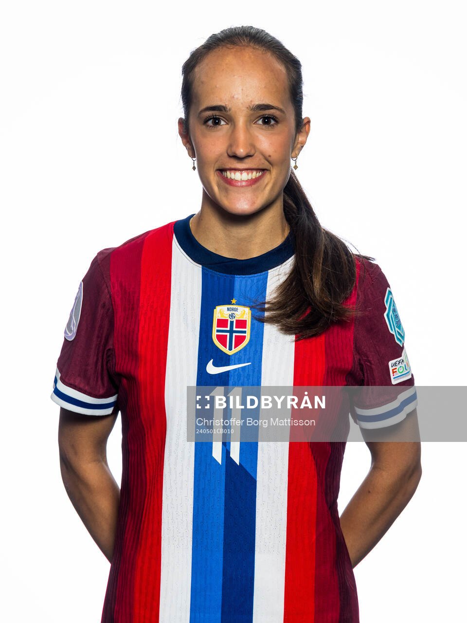 Estella Turflinger of the Norwegian U17 national football team poses for a portrait on May 1, 2024 in Malmö. 