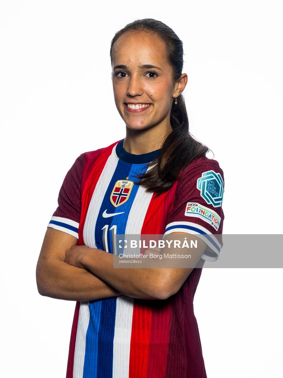 Estella Turflinger of the Norwegian U17 national football team poses for a portrait on May 1, 2024 in Malmö. 